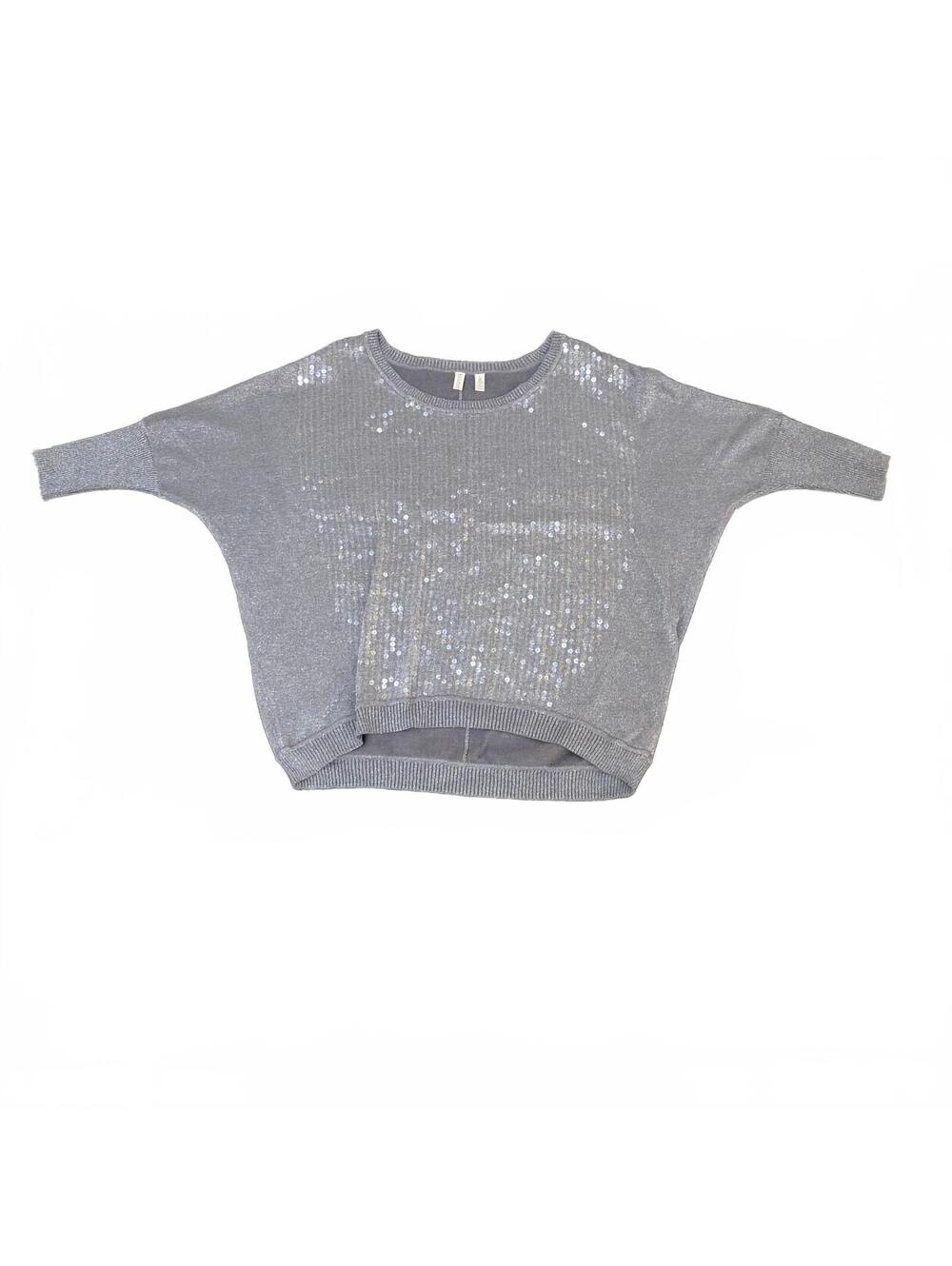 Madison Silver Gray Sequin Embellished Sweater Size Large